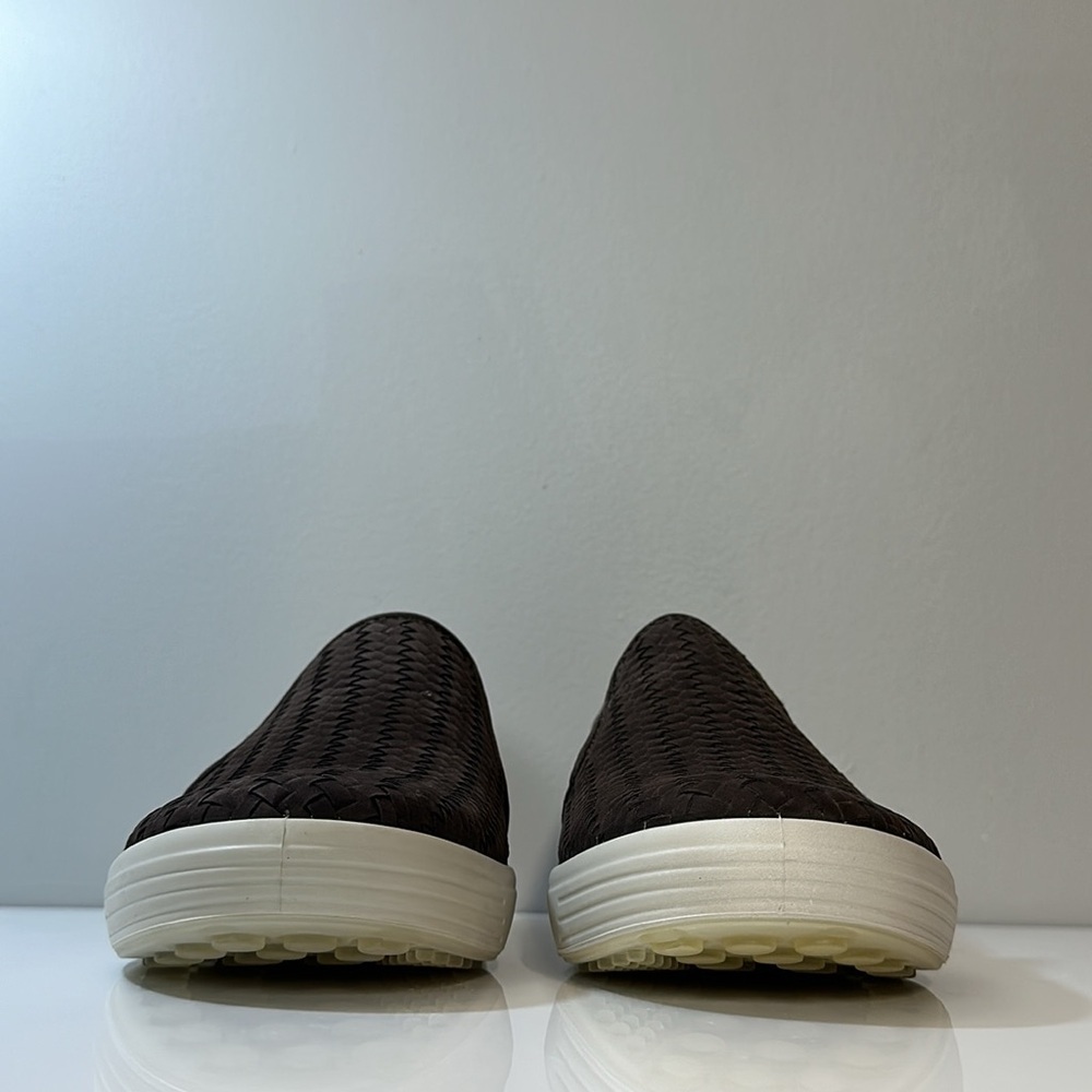 Ecco Soft 7 Woven Brown Leather Slip On Sneaker Shoes Size 42(8-8.5) - Picture 4 of 15
